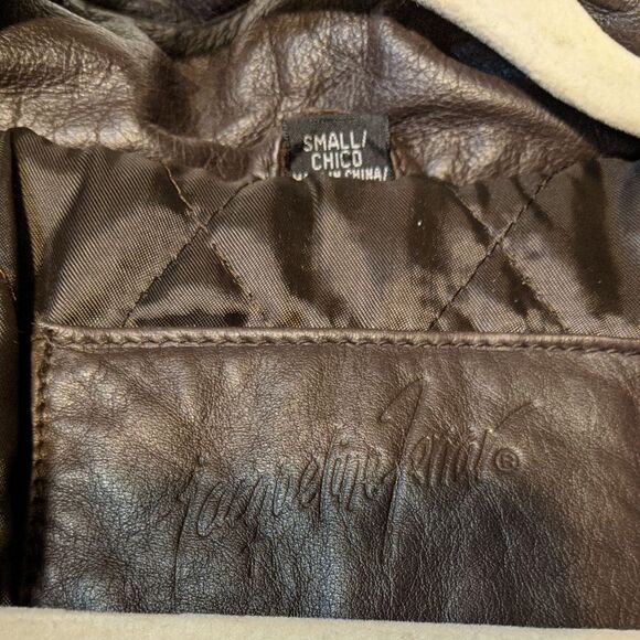 Vintage Jacqueline Ferrar leather coat Small fur trim detachable hood brown - Picture 9 of 9